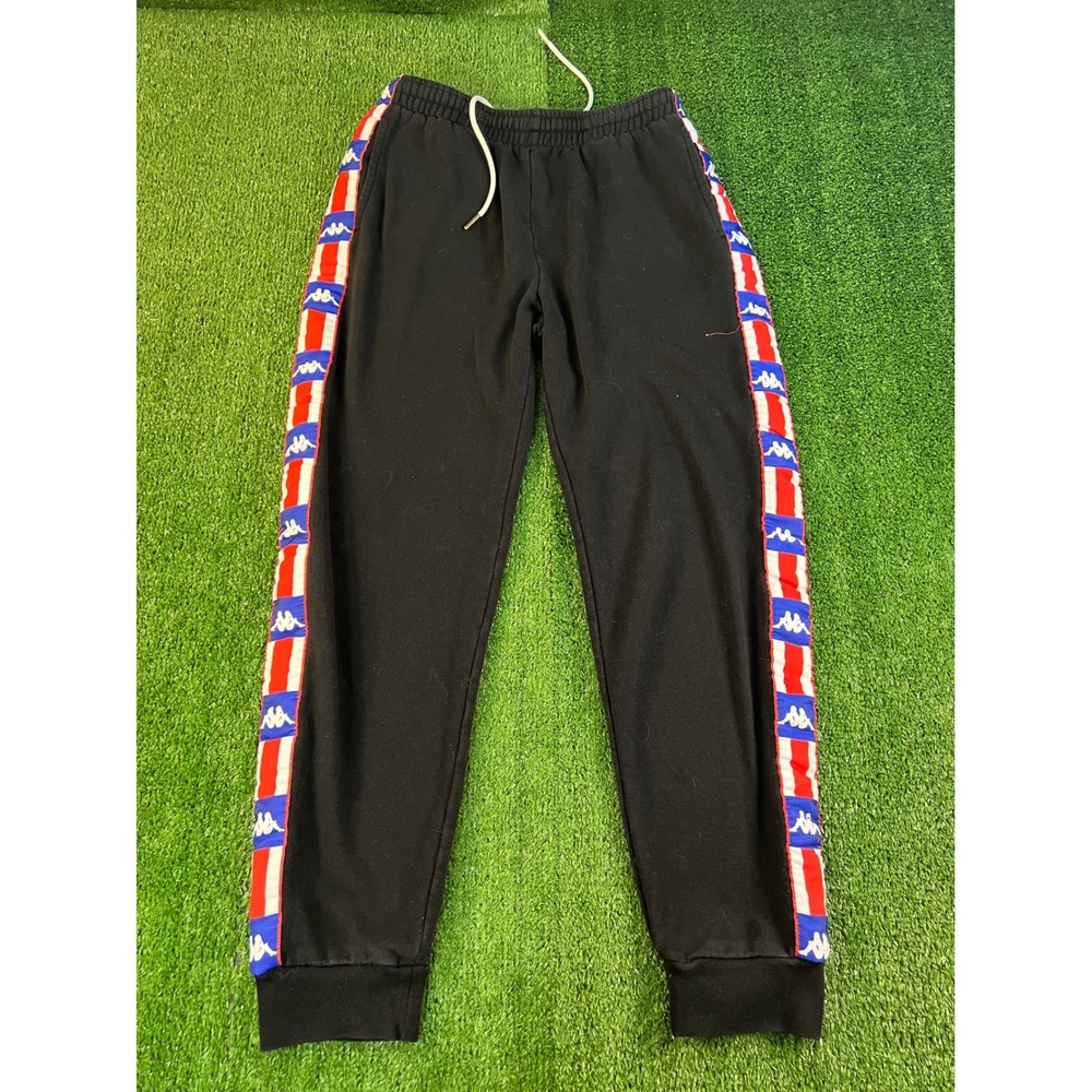 Kappa Mens Banda Astoria Track Pants Black Logo Tape Joggers Medium